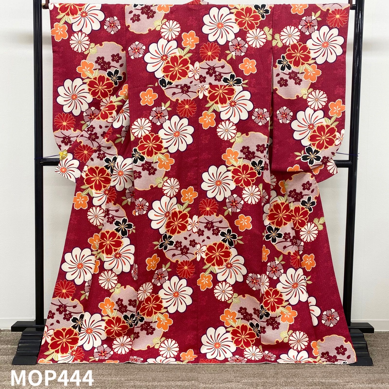 二尺袖 ポリエステル着物 紋意匠 雪輪に花 袴向き MOP444