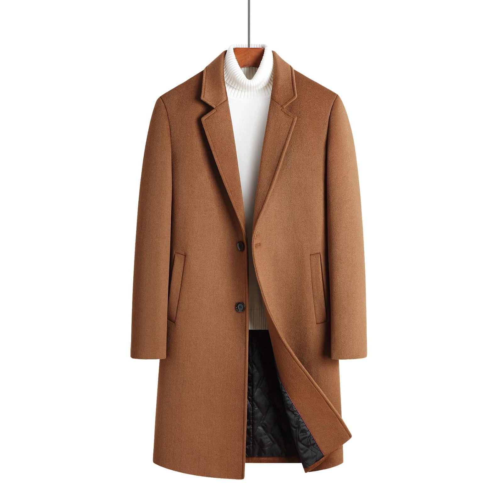 3XL_ブラウン [Artcons] メンズ コート チェスターコートウール 中綿入り 暖かい ロング丈 通勤 紳士服 冬コート オシャレ ビジネスコート