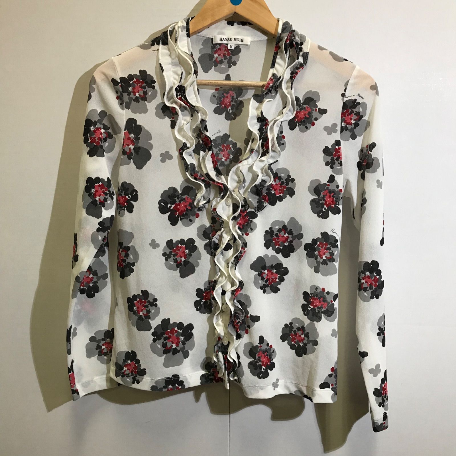 HANAE MORI 森英恵 ブラウス 花柄 フリル トップス 長袖 ポリエステル 