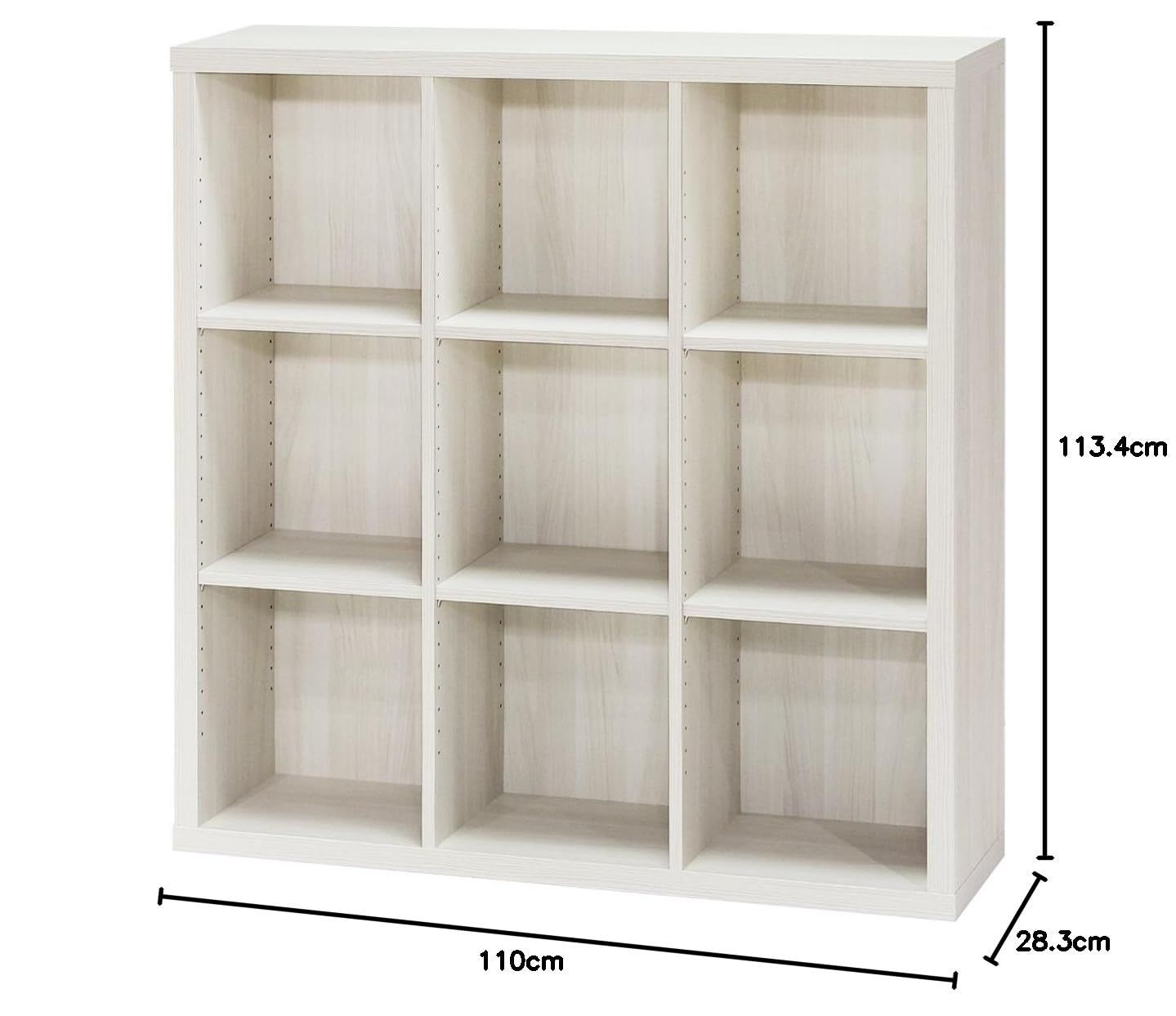 特価』 幅110 高さ113.4 木目 アイボリー 奥行28.3cm 本棚 シェルフ  