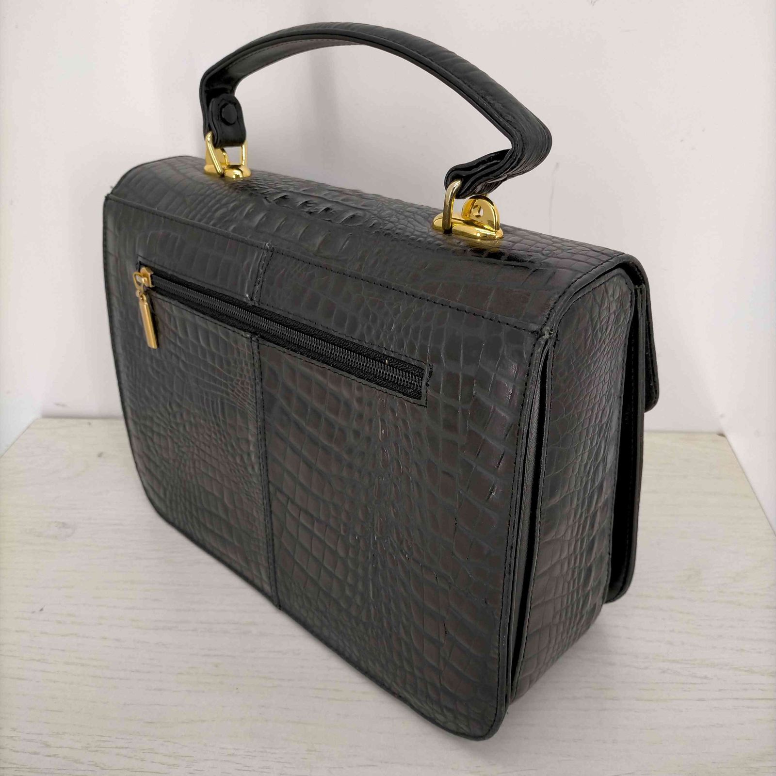 ユーズドフルギ USED古着 クロコ型押し レザーハンドバッグ レディース
