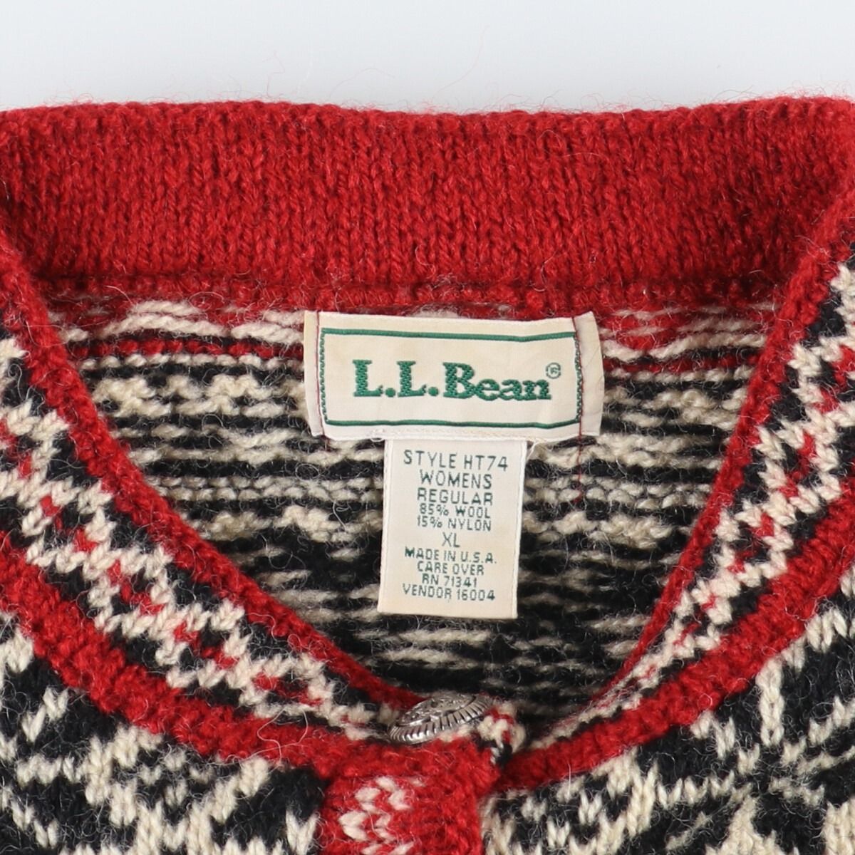 90年代 エルエルビーン L.L.Bean 総柄 ウールチロルセーター USA製