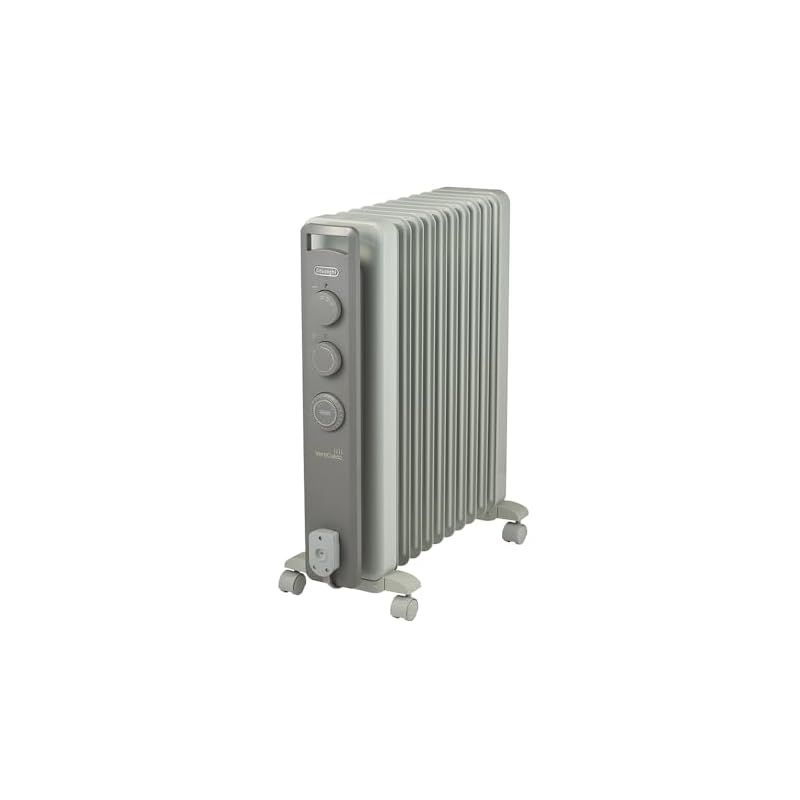 De Longhi デロンギ オイルヒーター ヴェルティカルド RHJ21F1015-LG 電気ヒーター ゼロ風暖房 静音 乾燥しにくい 表面温度約80℃ 燃料補充不要 安全プラグ 10-13畳 ホワイト×ライトグレー デロンギファミ 1