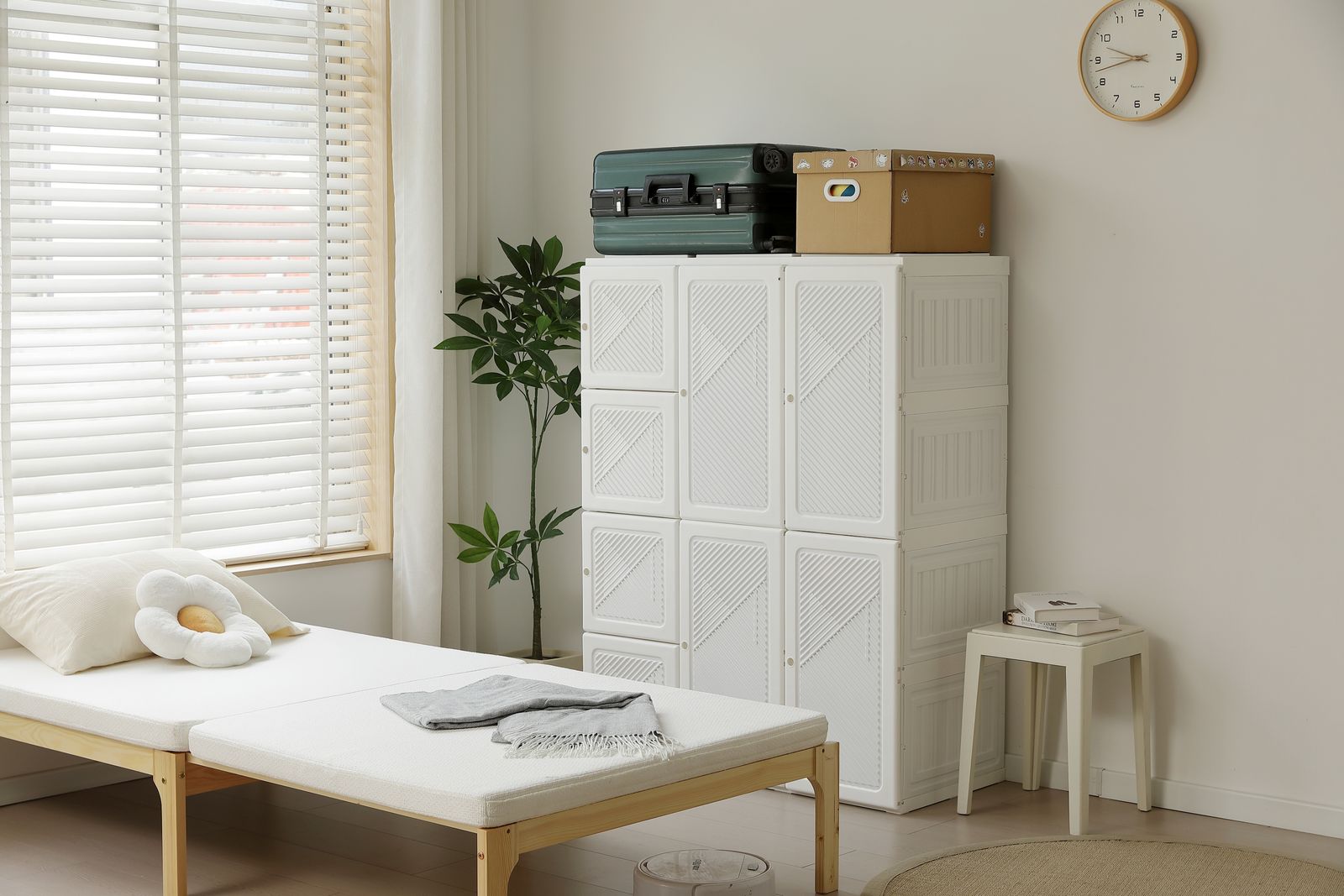 【幅104*高さ136cm ホワイト】ワードローブ 一体収納 扉付 洋服ダンス 幅104*高さ136cmホワイト扉】ワードローブ クローゼット 一体