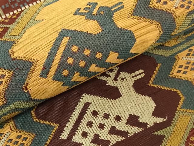 平和屋本店□最高級 龍村平蔵製 太鼓柄 本袋帯 有栖川鹿手