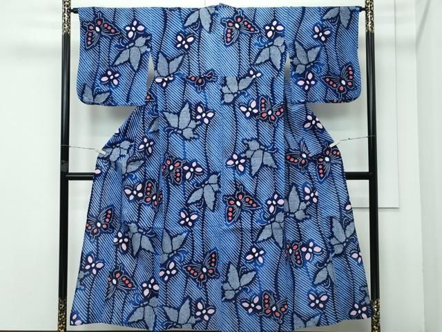 平和屋着物 上 夏物 浴衣 有松鳴海絞り 舞蝶文 綿 CZAA3624s5