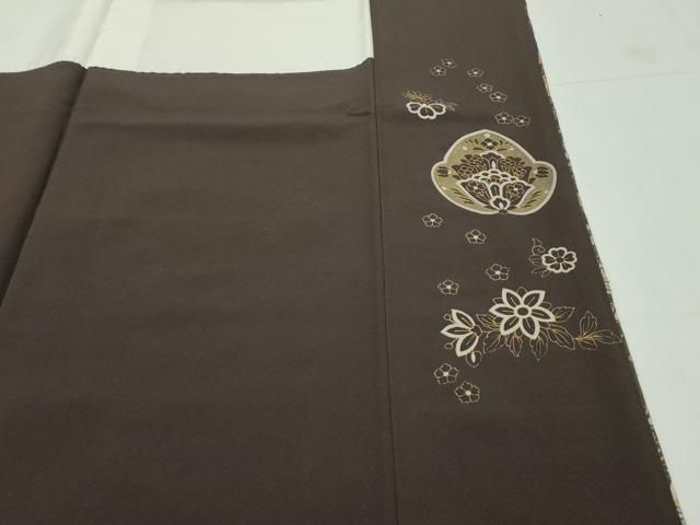 平和屋本店□極上 訪問着 総刺繍 スワトウ刺繍 更紗花文 金糸 ます