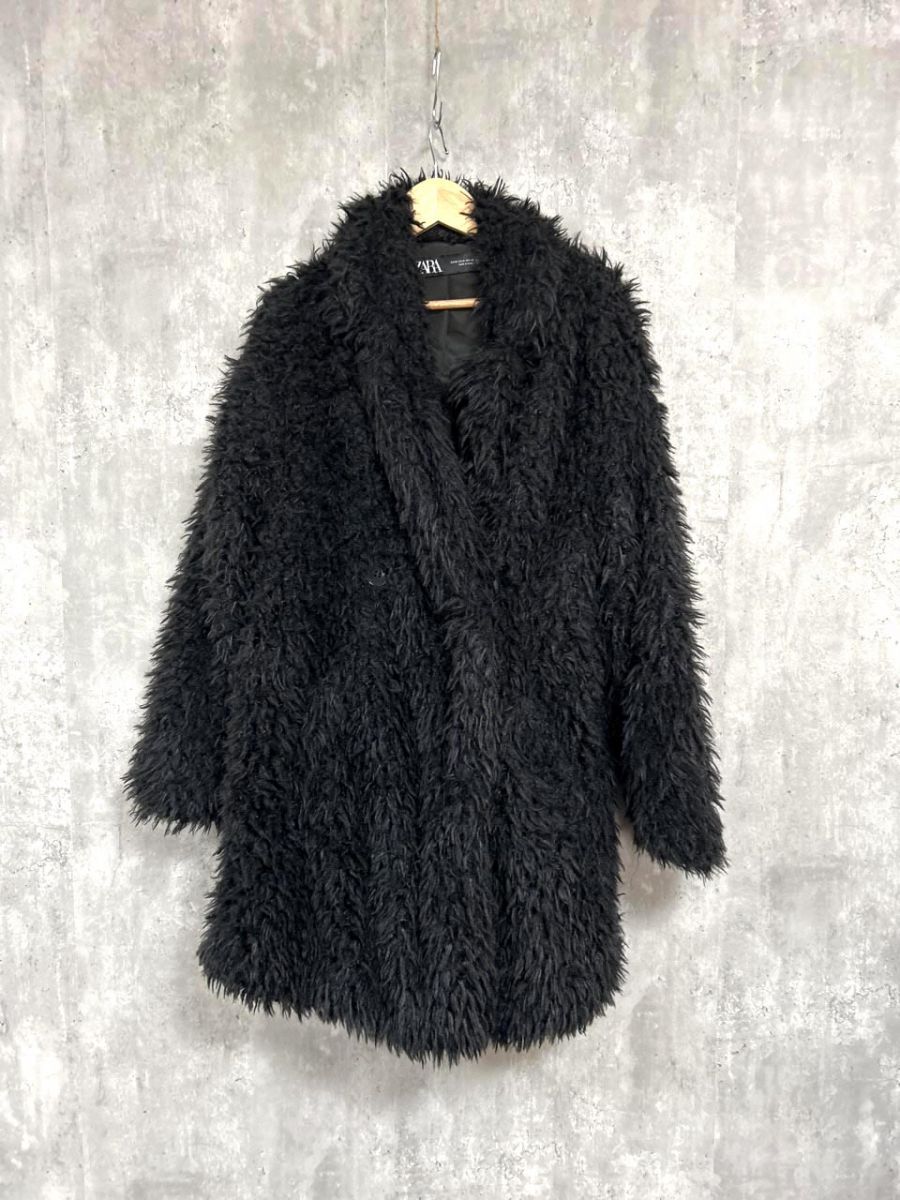 ZARA ザラ ロングフェイクファーコート ブラウン Sサイズ - メルカリ