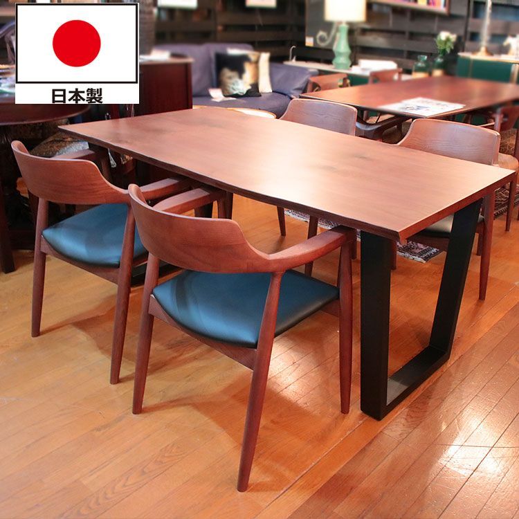 日本製 1枚板風ダイニングテーブル 160cm ダイニングセット 5点セット チェア 椅子 国産