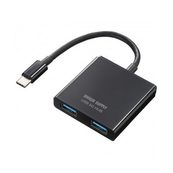 サンワサプライUSB Type-C ハブ Aポート×2 Type-Cポート×1 ブラック USB-3TCP9BK 1個