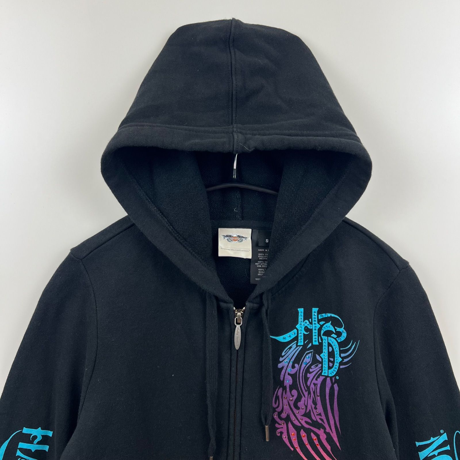 HARLEY-DAVIDSON archive grunge decoration zip hoodie S