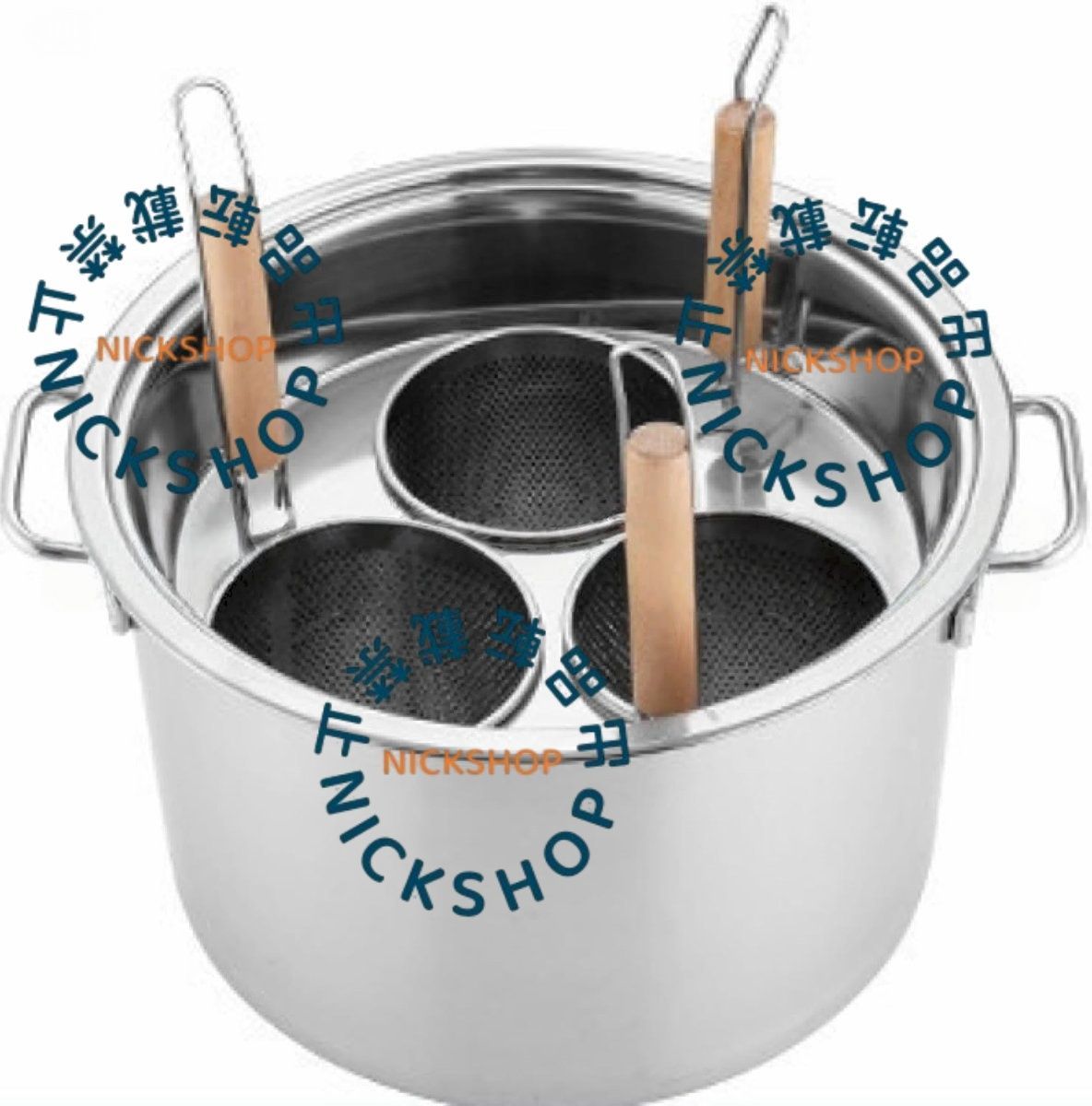 推薦 業務用店舗用 そばゆで釜 茹麺鍋セット リング付 ザル付 3*13cm ステンレス IH対応 ふきこぼれない 3穴 送料無料