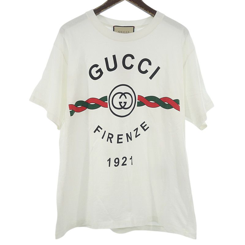 グッチ|GUCCI フィレンツェ FIRENZE ロゴ Tシャツ 半袖 カットソー Tシャツ ホワイト サイズ メンズM