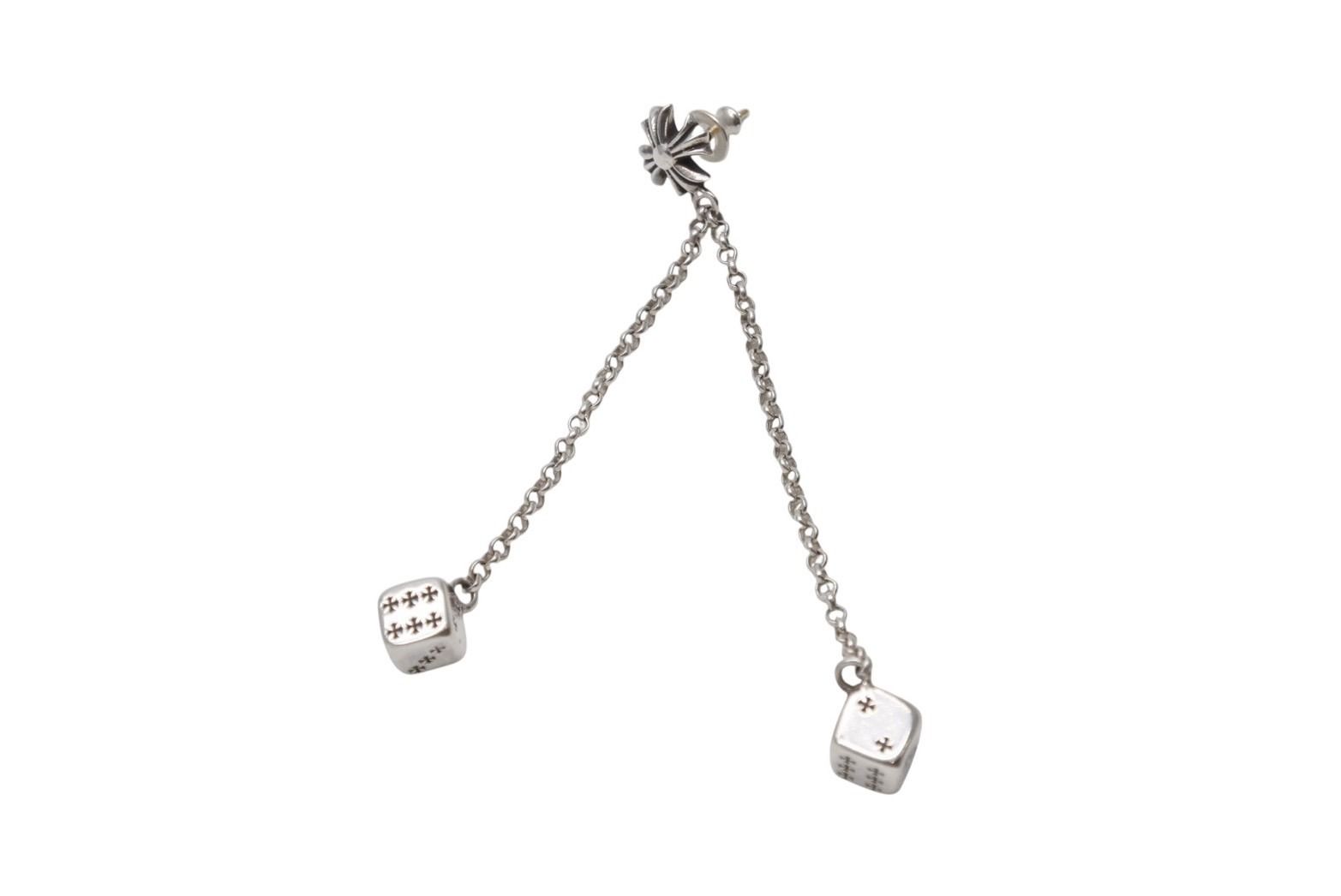 ♥ CHROME HEARTS クロムハーツ DICE DBL ダブルダイス ピアス 重量約10.0g 2017|.925刻印 シルバ−925 片耳用 4b006761