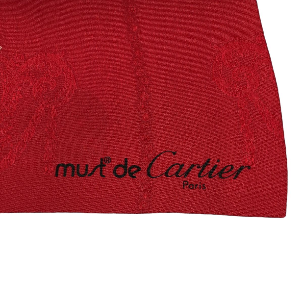 【美品】Cartier カルティエ シルクスカーフ 大判 宝飾柄 チェーン 赤 Cartier カルティエ レッド 赤系 ジュエリー 宝石デザイン