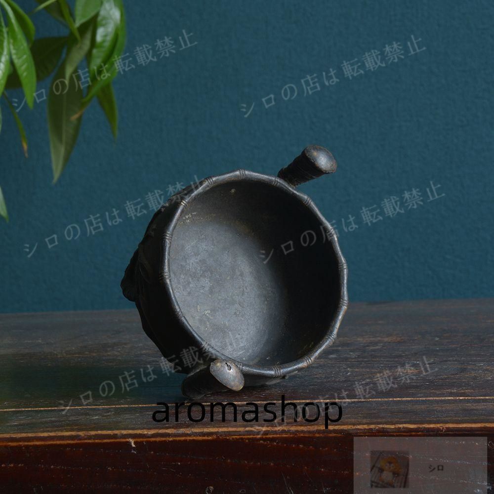 銅炉 香炉【福地洞天】 三足竹節紋香炉 宣徳炉 茶道香道具 工芸品 置物