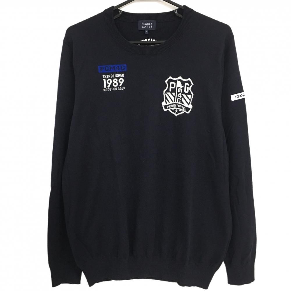 パーリーゲイツ セーター ダークネイビー×白 コットン100 パーリーゲイツ セーター ダークネイビー×白 コットン100