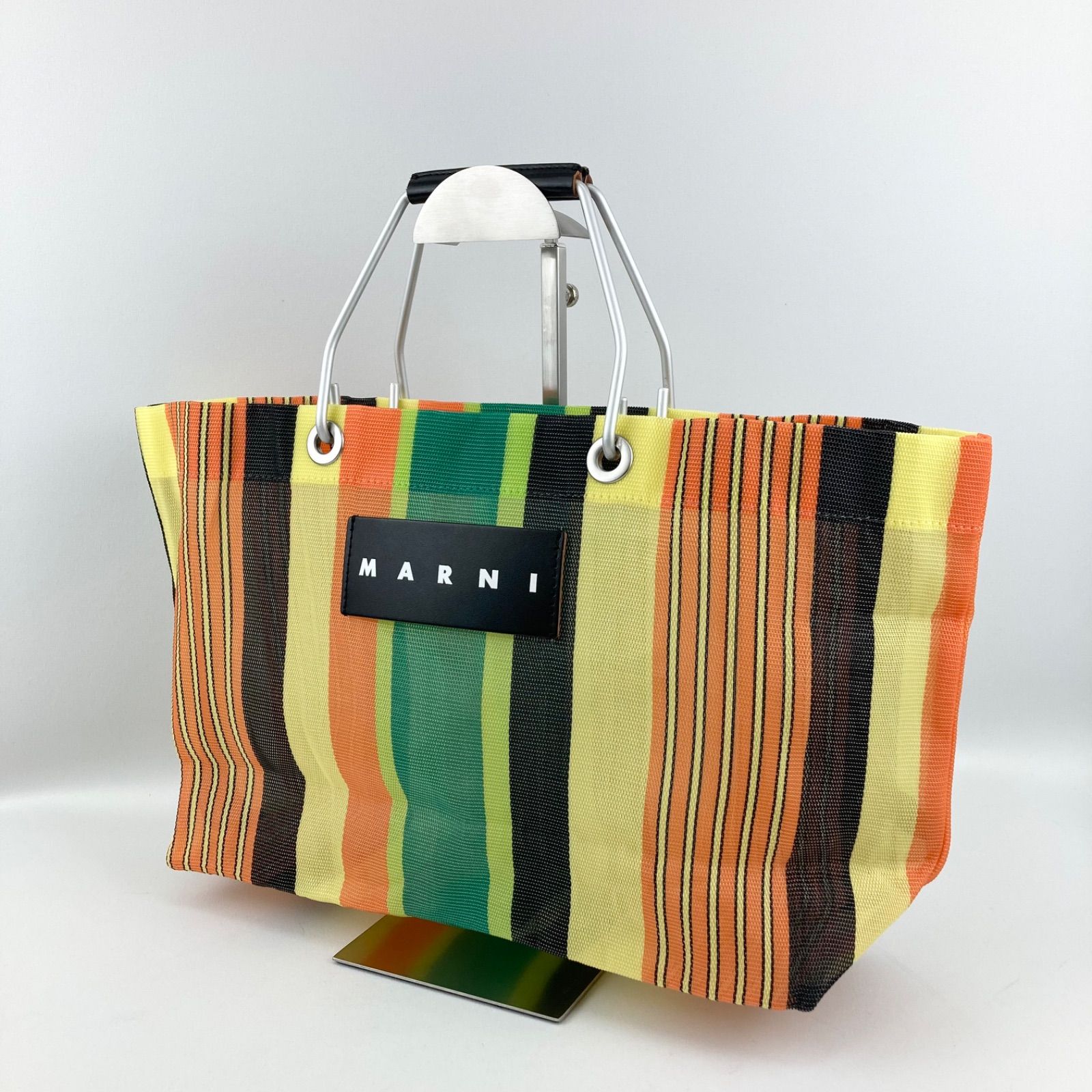 【美品】MARNI マルニ フラワーカフェ ストライプ ナイロン トートバッグ MARNI マルニ フラワー カフェ FLOWER CAFE レディース カバン