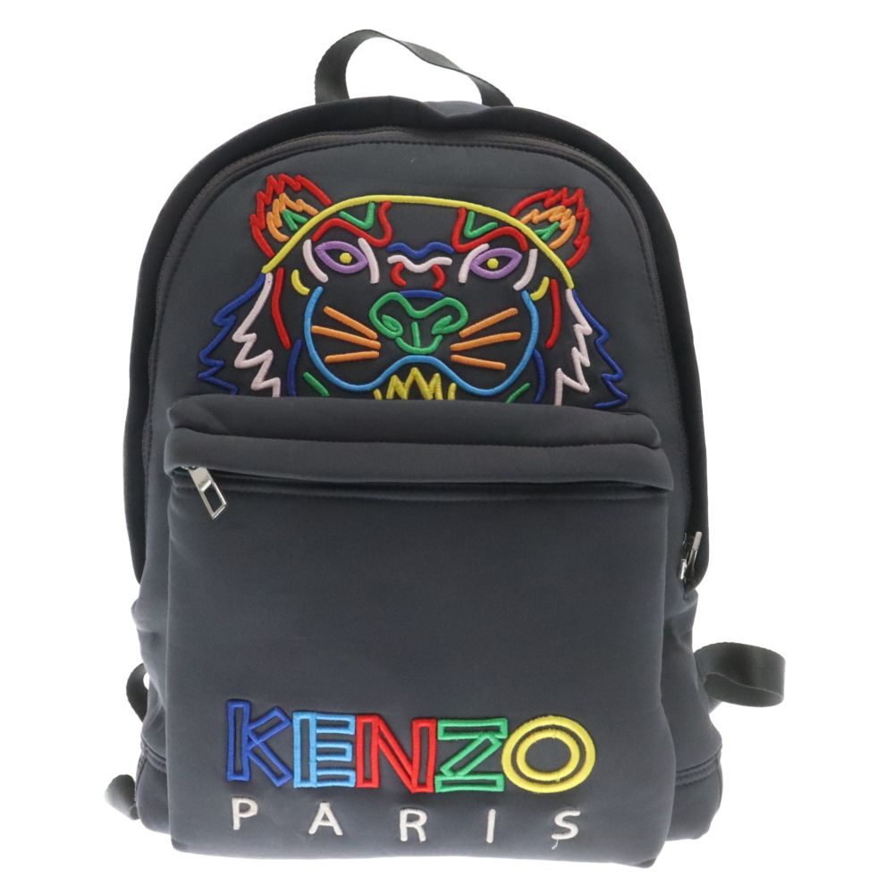 KENZO タイガーロゴ ブラックバックパック KENZO (ケンゾー) TIGER BACKPACK タイガーロゴ刺繍 バッグパック
