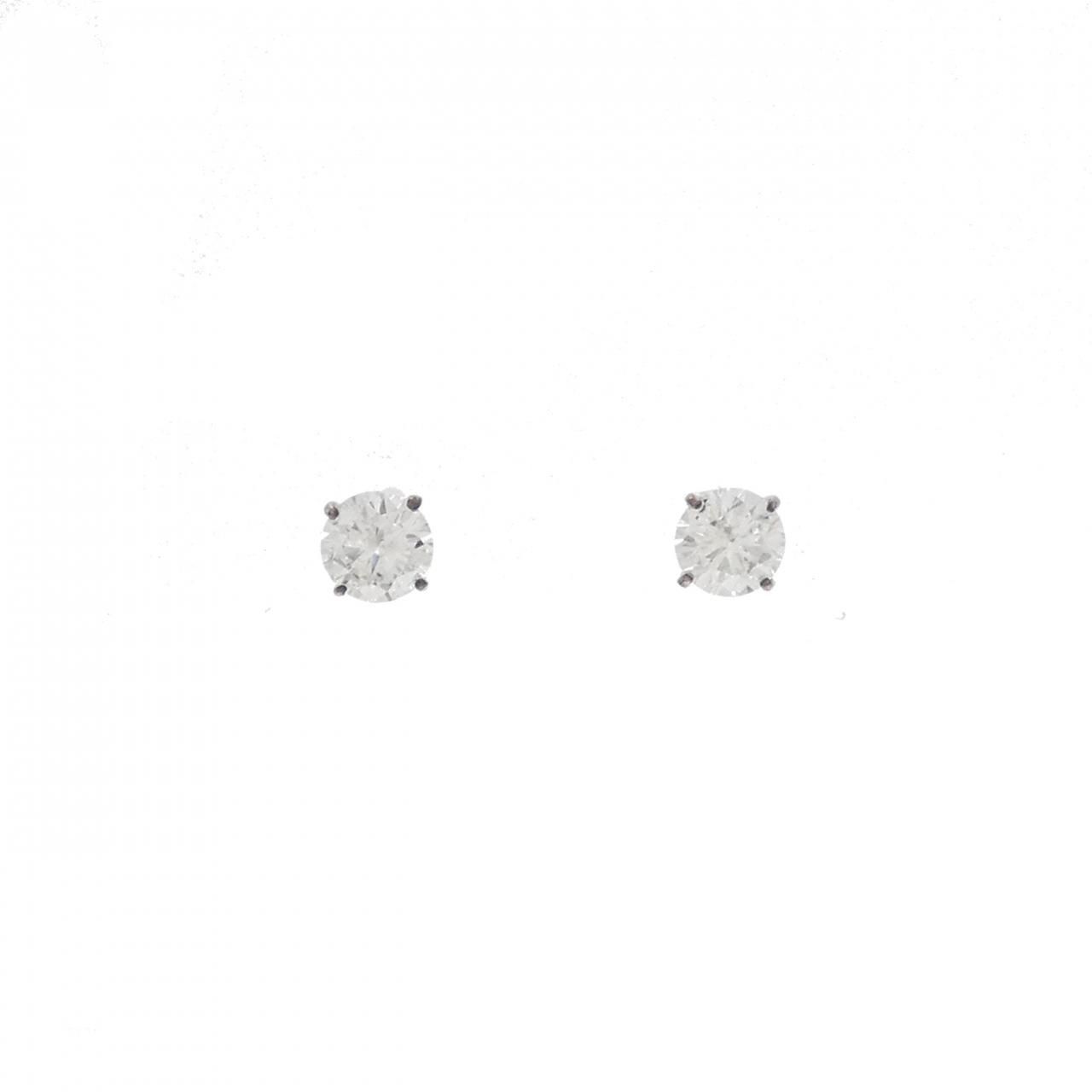 K18WG ソリティア ダイヤモンド ピアス 0.673CT