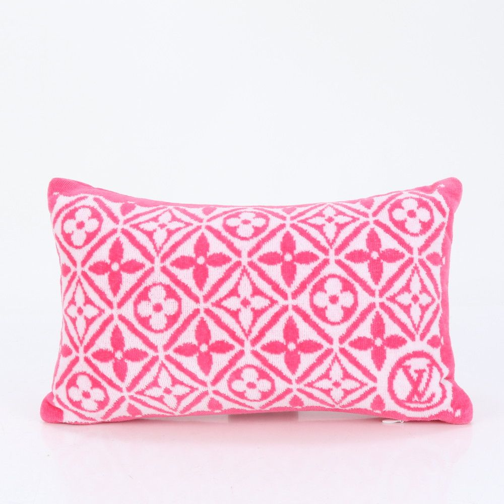 ルイヴィトン モノグラム フラワー タイル プティ クッション ピロー 枕 M01371 ピンク インテリア レディース ERE CP24-2