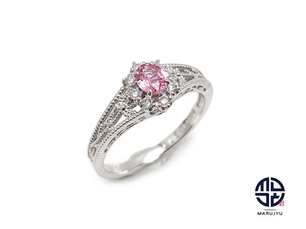 PT900 Pt900 プラチナ ミックスカット パパラチアサファイア  