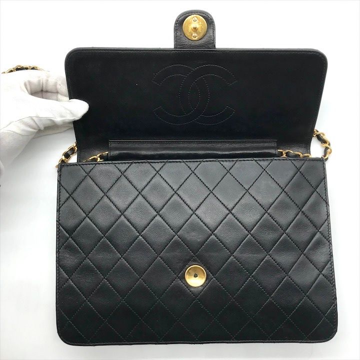 良品 CHANEL シャネル ココマーク マトラッセ ラムスキン チェーン  