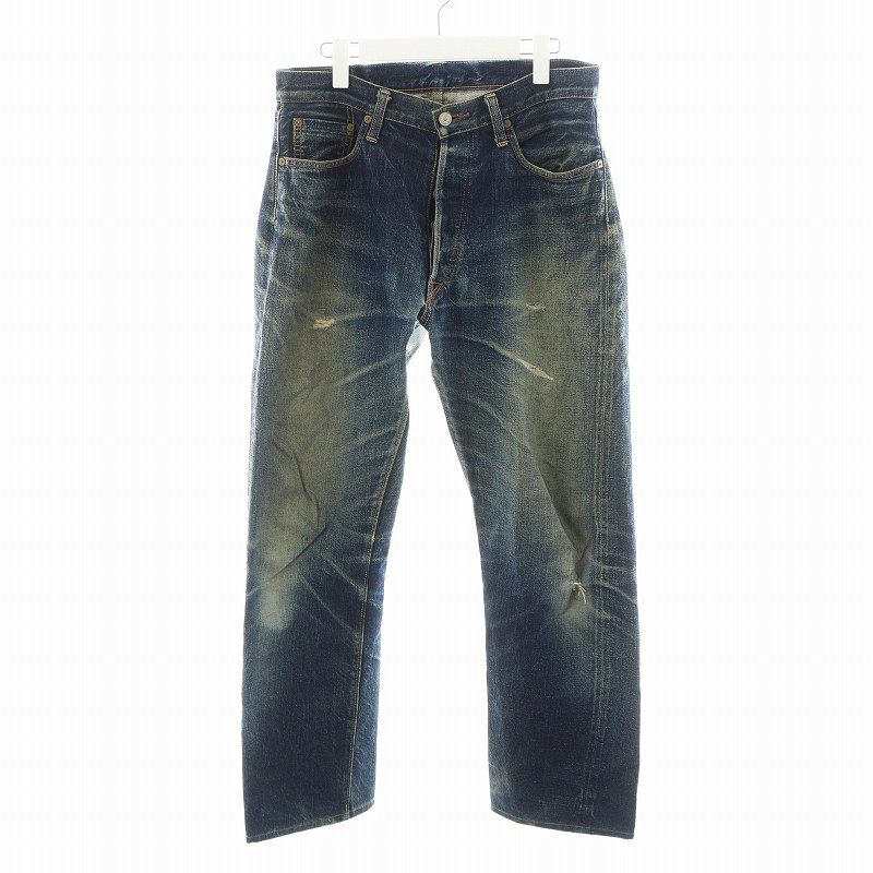 ドゥニーム DENIME デニムパンツ ジーンズ ジーパン ボタンフライ ダメージ加工 33 インディゴ |AN12