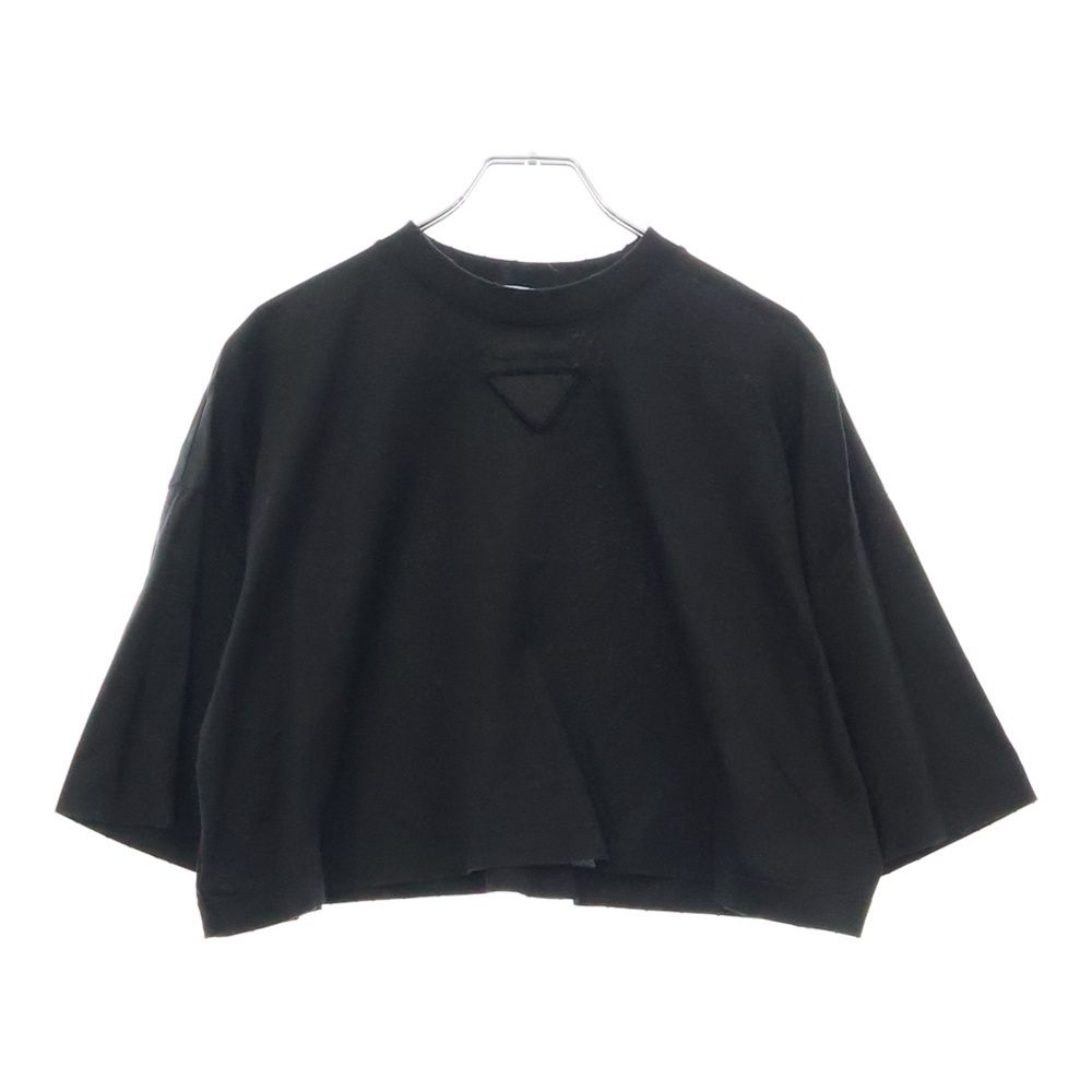 PRADA (プラダ) CROPPED JERSEY TEE ロゴワッペン クロップドダメージ 