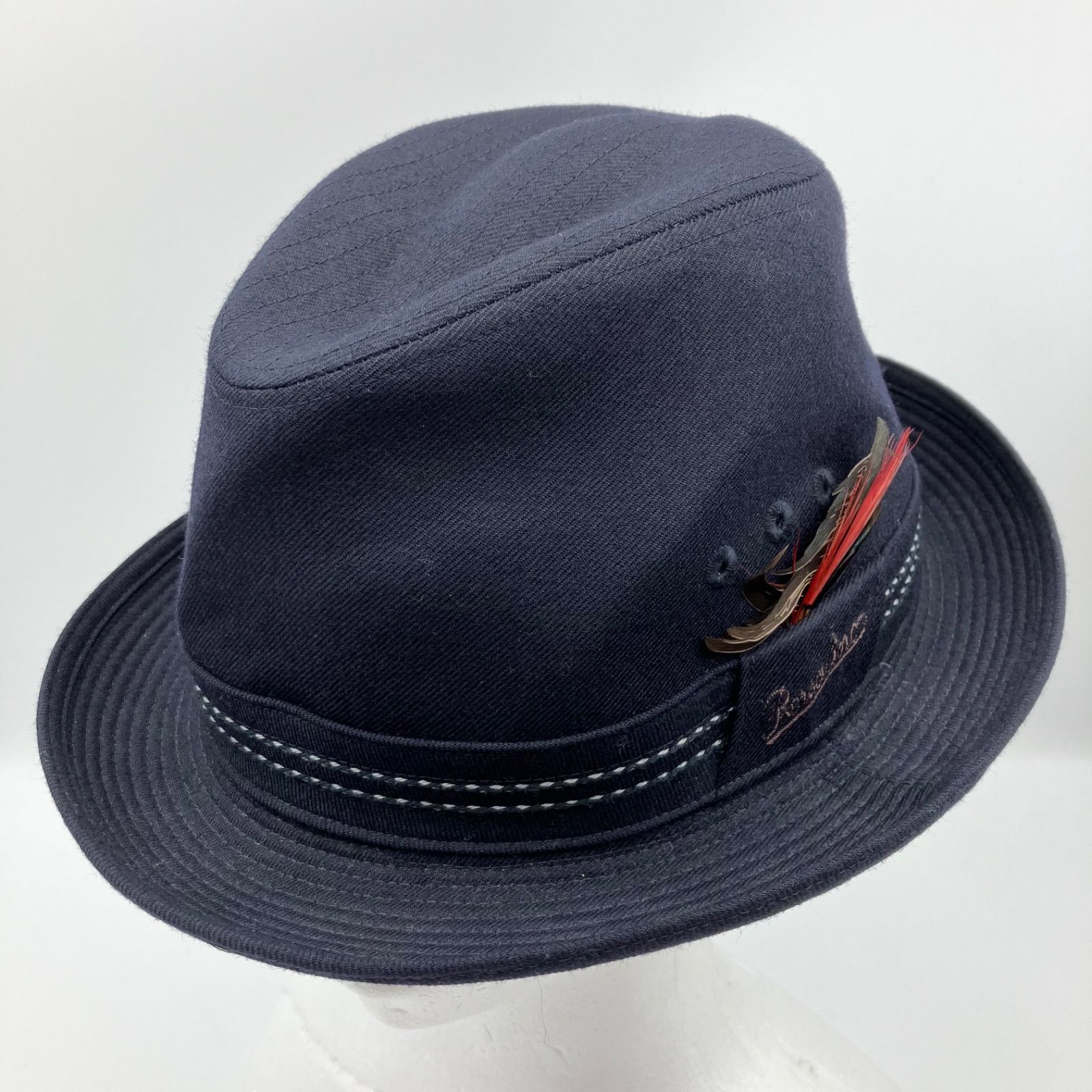 美品 Borsalino ボルサリーノ 中折れ ウールハット Borsalino ボルサリーノ ウールハット 中折れ フェザー 帽子