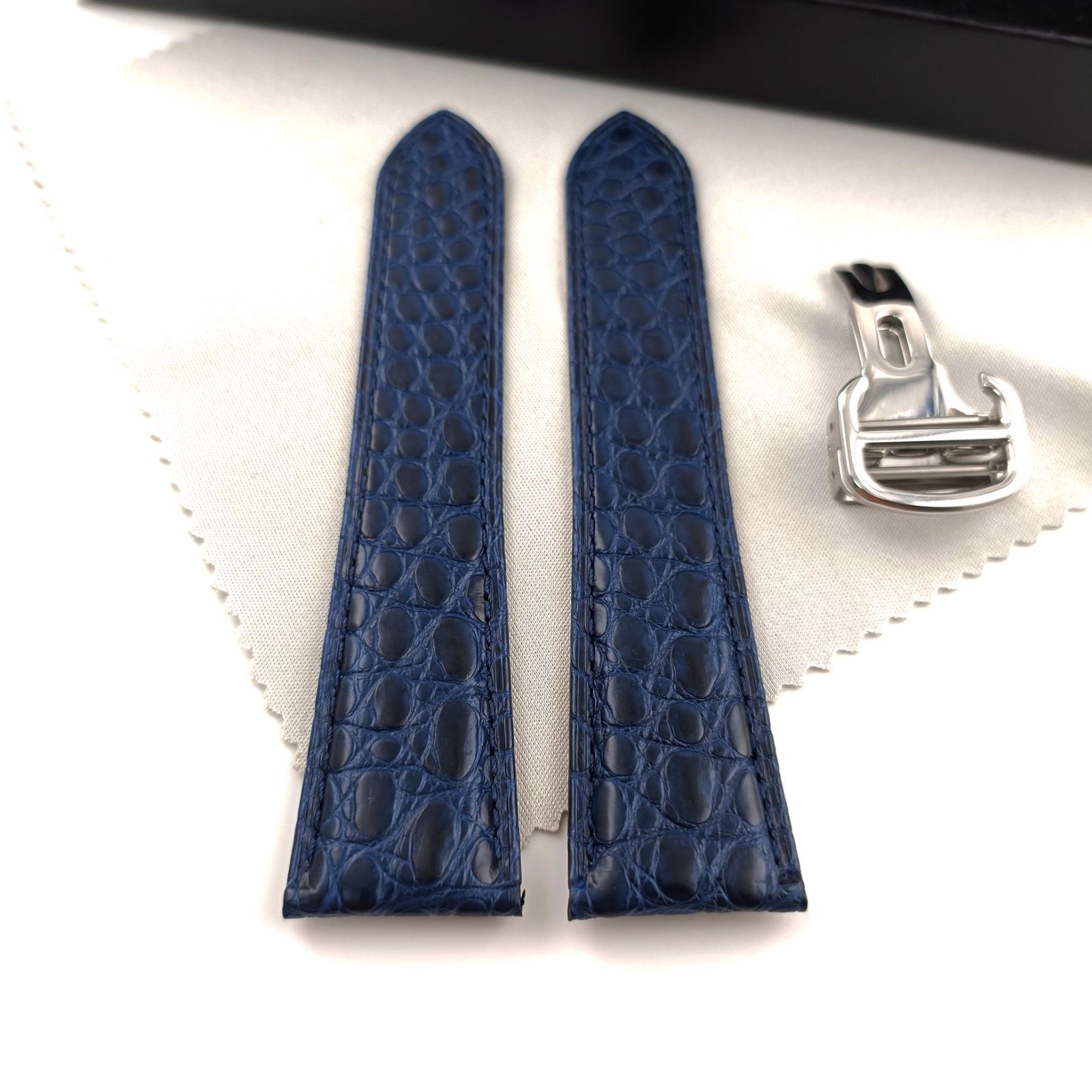 23mm 腕時計 アリゲーター レザー ベルト ブルー 防水仕様 バックル付