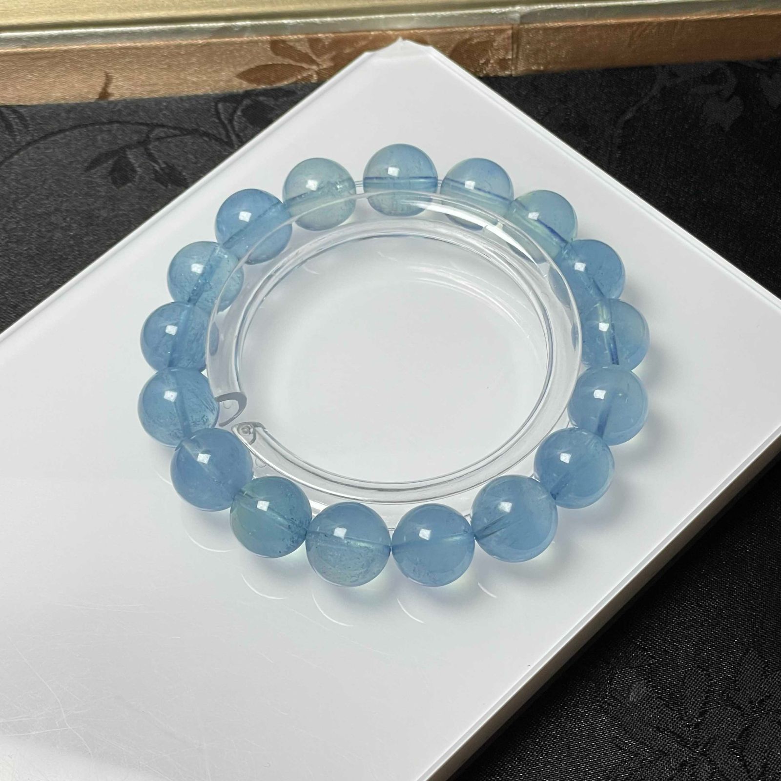 天然水晶☆【ブルーアクアマリン】☆ブレスレット 天然石A 11.8-12.7mm