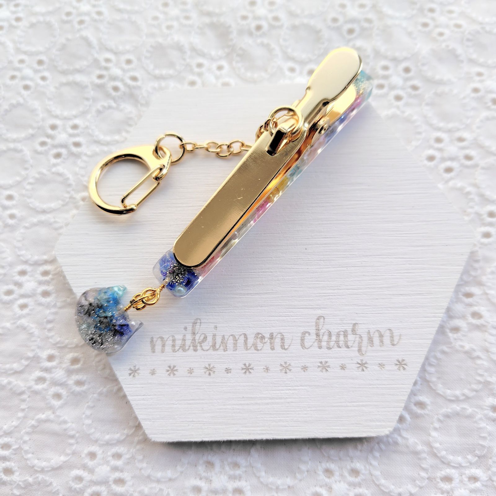 ドライフラワーキークリップ♡キーホルダー♡レジンアクセサリー フラワーキークリップ☆キーホルダー☆レジンアクセサリー☆ドライ