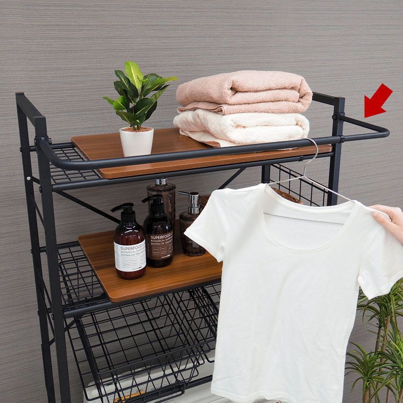 棚3つ】ekans エカンズ ランドリーラック ホワイト×オーク 洗濯機上