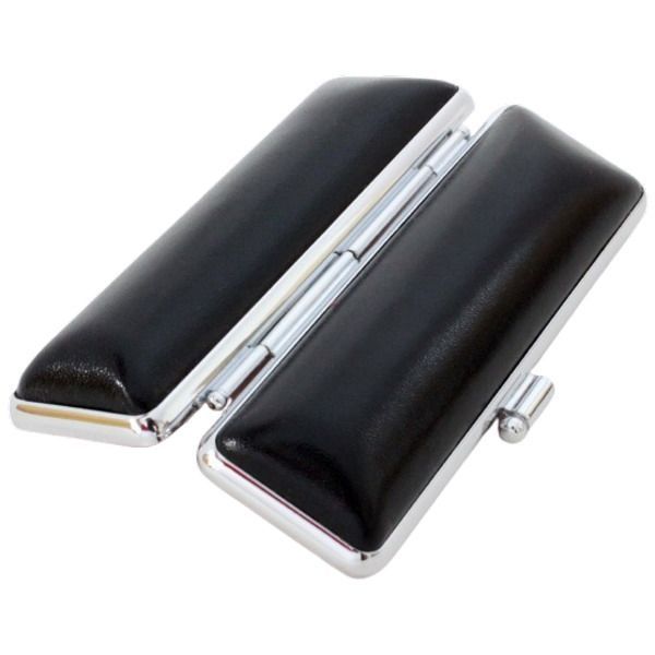 印材　印鑑　2本　ケース付き　新品未使用 印鑑ケース モミ革銀枠（天丸型 法人印用） ブラック 21.0mm