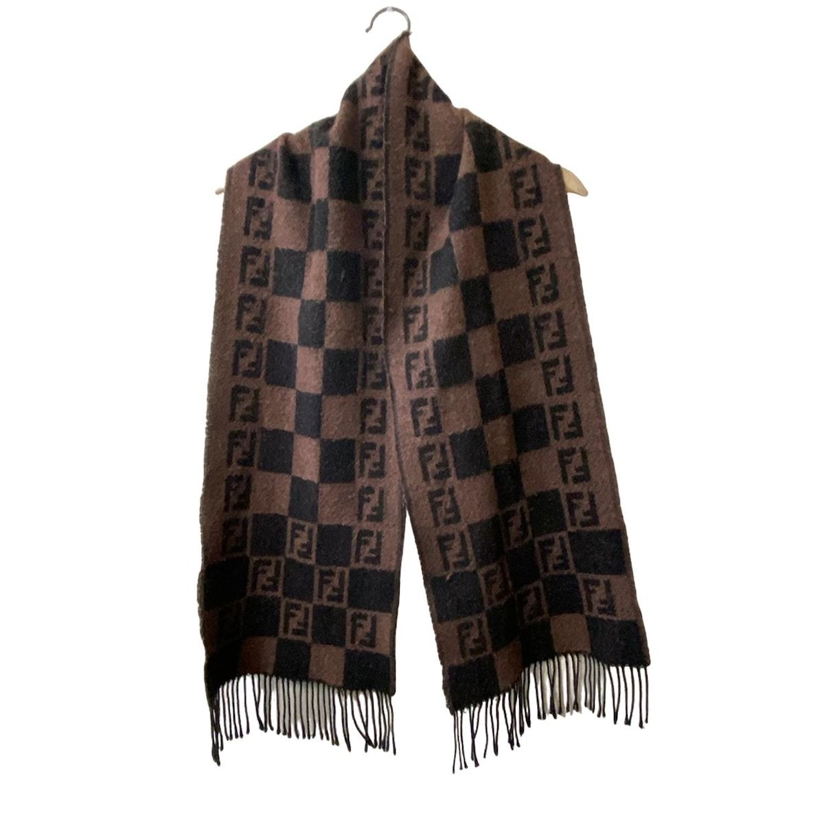 FENDI フェンディ マフラー - ブラウン×黒 ペカン ウール