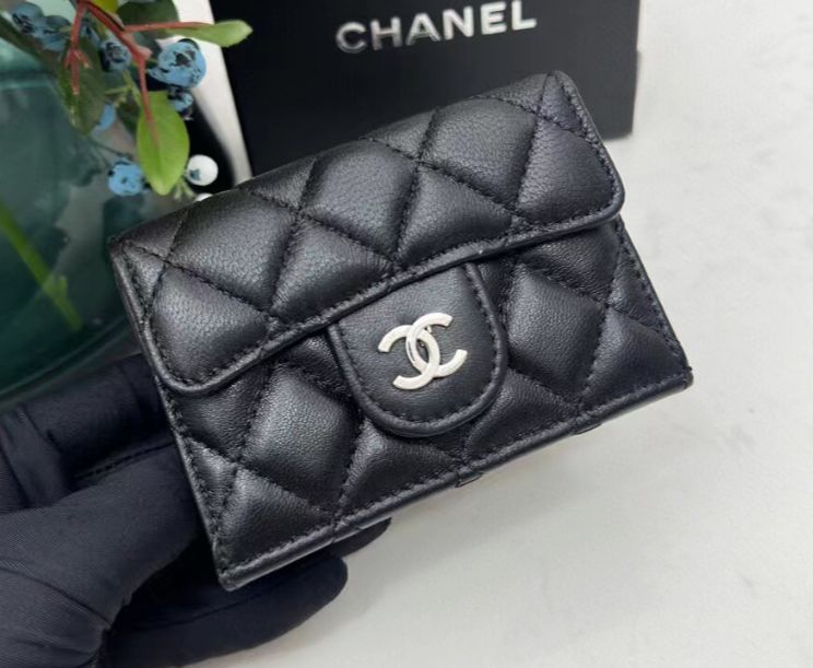 CHANEL シャネル フラップ コンパクトウォレット 折り財布 ブラック 黒