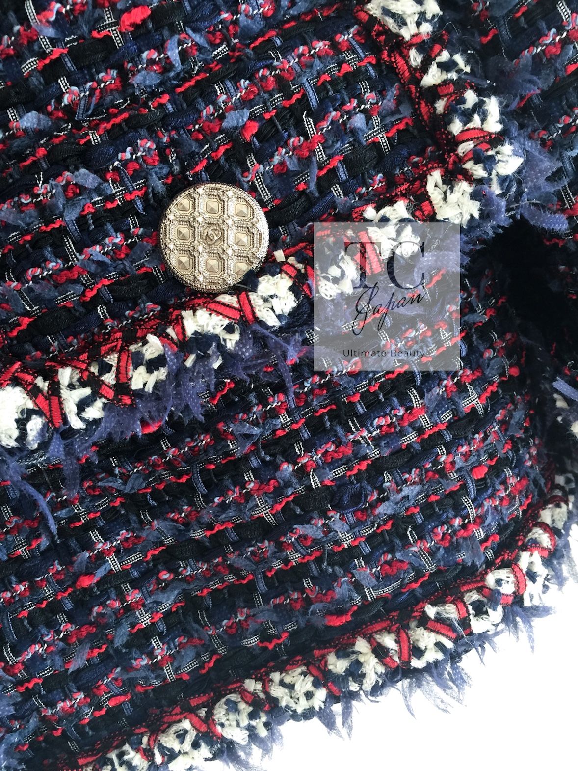 新しい シャネル ジャケット CHANEL 87万 貴重 ネイビー パープル テーラードジャケット