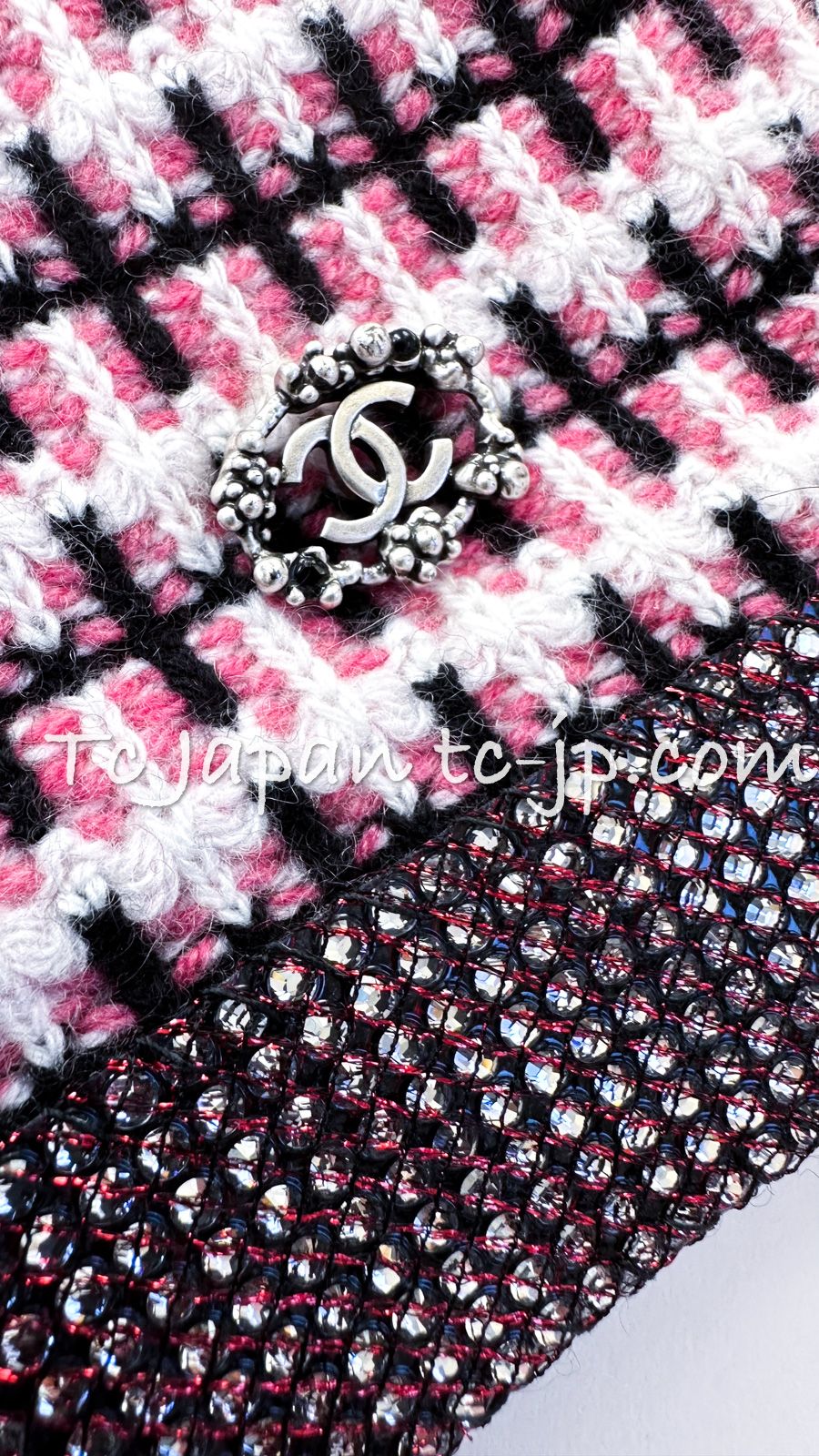 100万超 シャネル カーディガン CHANEL ピンク 豪華 ライン