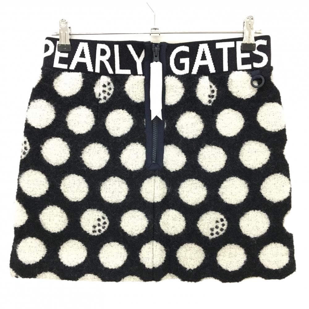 パーリーゲイツ ウールスカート ダークネイビー×白 ドット柄 裏地メッシュ レディース 1 M ゴルフウェア PEARLY GATES