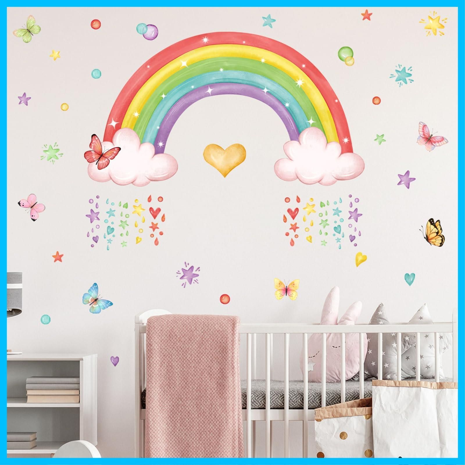 寝室用 ウォールシール 蝶 雲 星 部屋 梅雨 シール おしゃれ ウォールペーパー こども 子供 toy room 幼稚園 保育園 ウォールステッカー 壁 ステッカー レインボー 壁紙シール 虹 はがせる 防水 