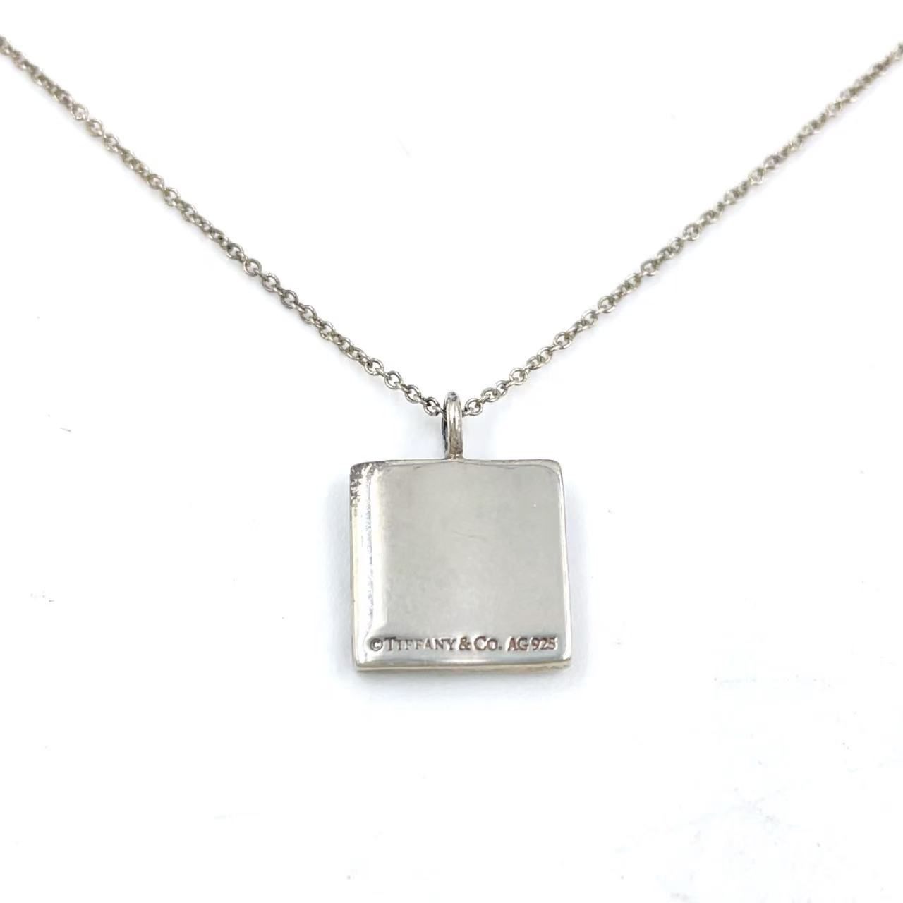 Tiffany　ティファニー　ノーツ スクエア プレート ネックレス　Ag925 TIFFANY&CO.【新品同様】ノーツスクエアプレートネックレス