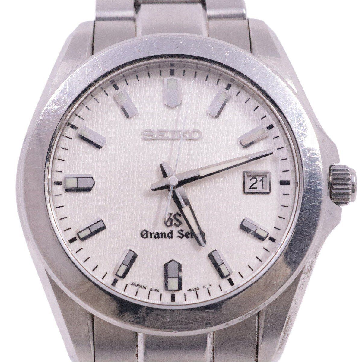 【訳あり品】SEIKO グランドセイコー GS クォーツ メンズ 腕時計 白文字盤 純正SSベルト SBGF017 / 8J56-8020【いおき質店】