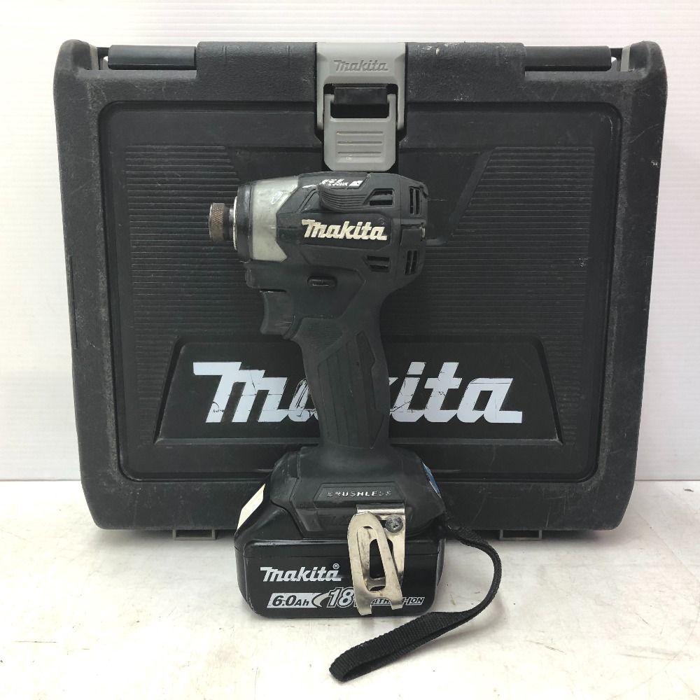 makita 18V 6.0Ah 充電式インパクトドライバ 黒 ケース 充電器 バッテリ2個セット バッテリ残量表示ボタンシールはがれ TD173DRGXB
