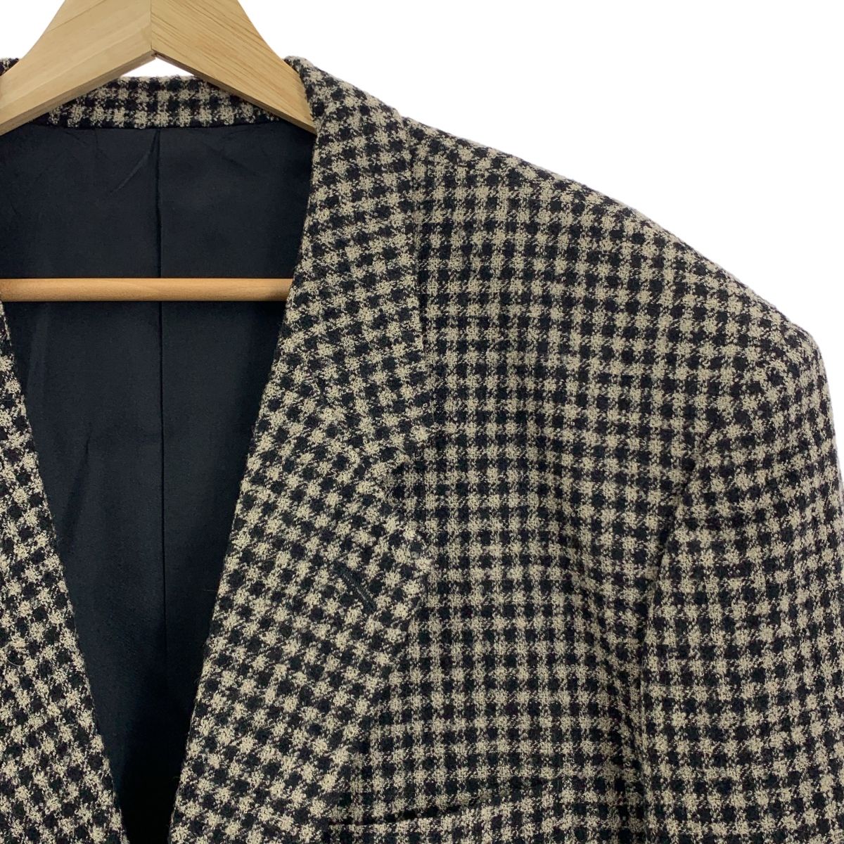 ISSEY MIYAKE イッセイミヤケ 1980s 筆タグ チェック テーラードジャケット M ベージュ ブラック メンズ