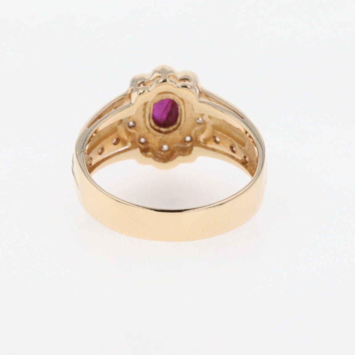 スタールビー デザインリング YG イエローゴールド 指輪 メレダイヤ  