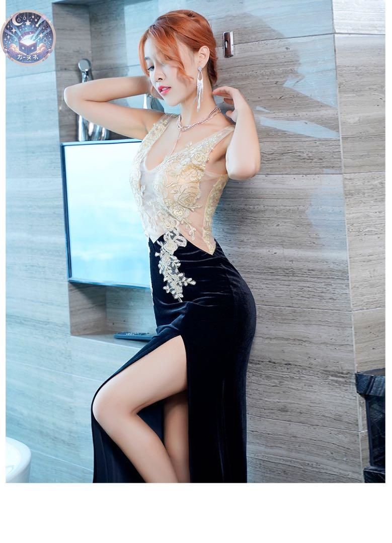 美しいレース✨セクシーシースルー✨ゴージャスロングドレス✨パーティー用 新品未使用 美しいレース セクシーシースルー ゴージャスロング