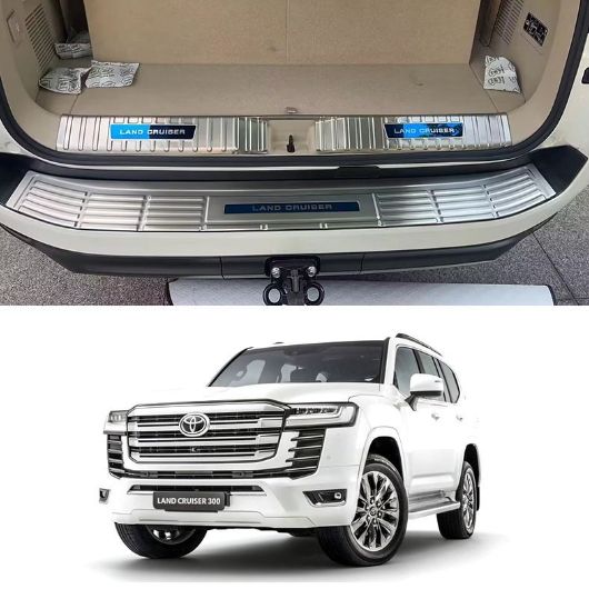 トヨタ ランドクルーザー LC300 式対応 ステンレス製 リアバンパープレート 外側＆内側 ブラックチタン シルバー