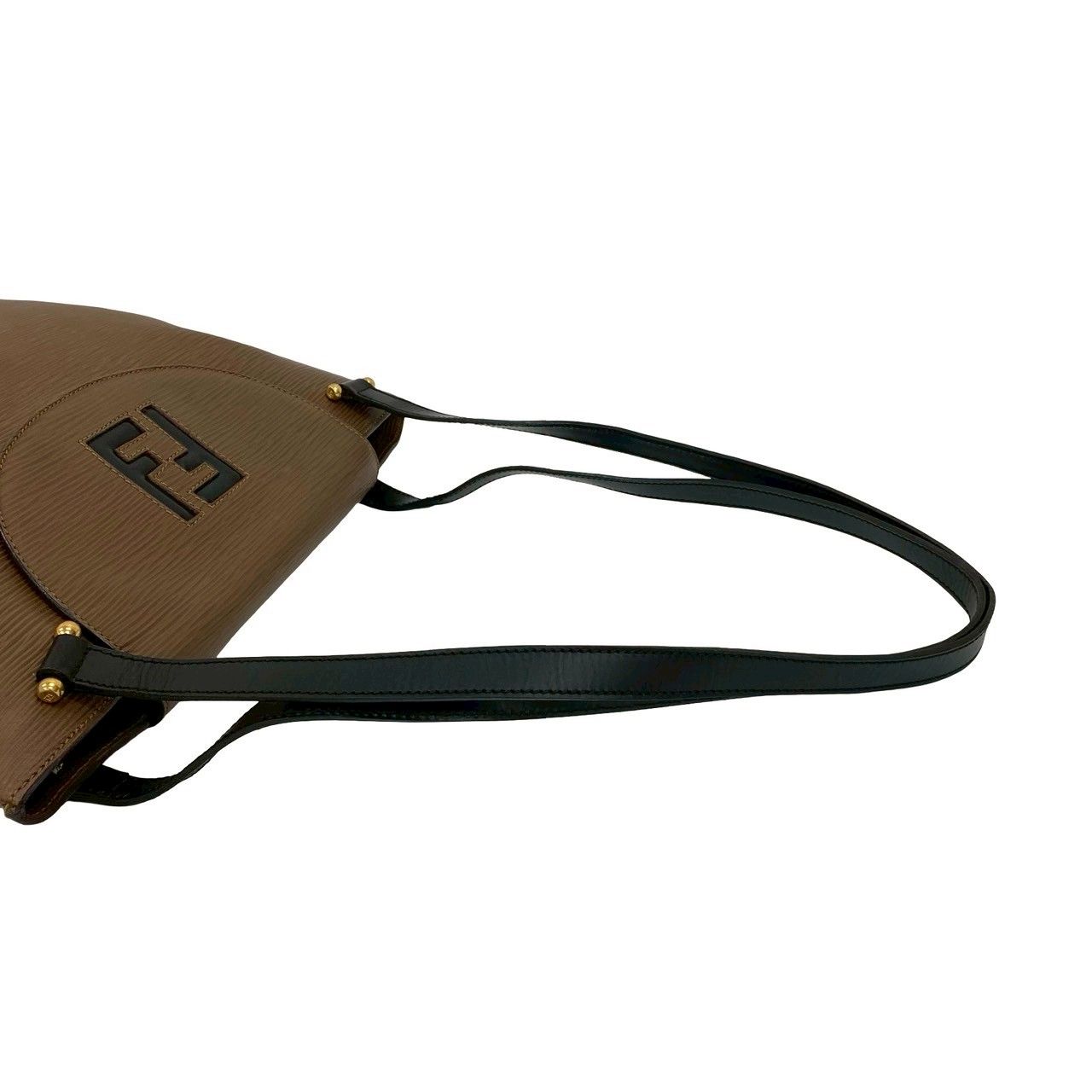 Fendi FFロゴ バッグ ブラウン/ブラック 極 美品 FENDI フェンディ ヴィンテージ FF ロゴ エピ レザー 本