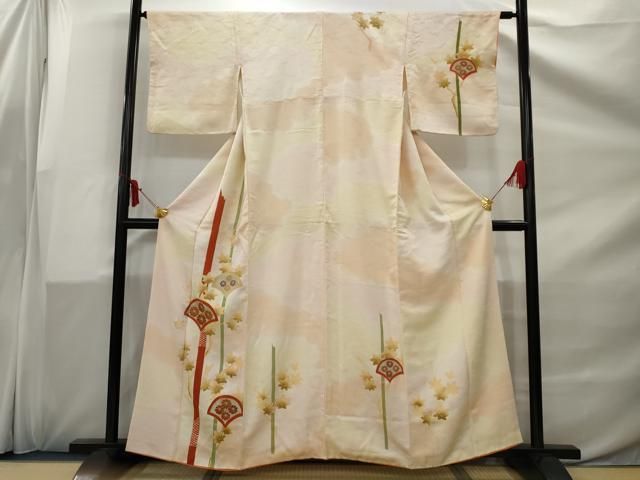 【訪問着】 未使用品✨刺繍・笹竹文・暈し染め・金銀彩・正絹❣️逸品No.1331 訪問着】 未使用品✨刺繍・笹竹文・暈し染め・金銀彩・正絹